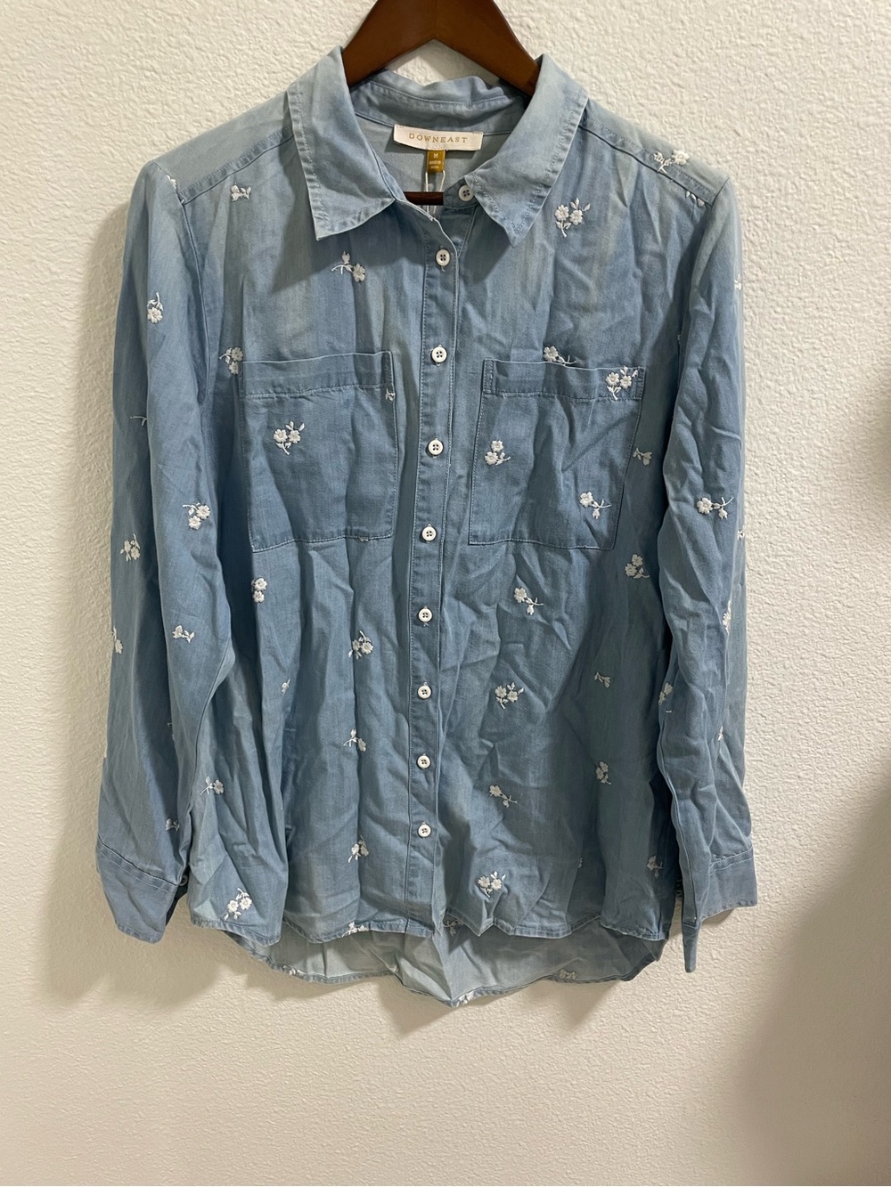 DownEast Light Blue Button-Up Shirt NEW